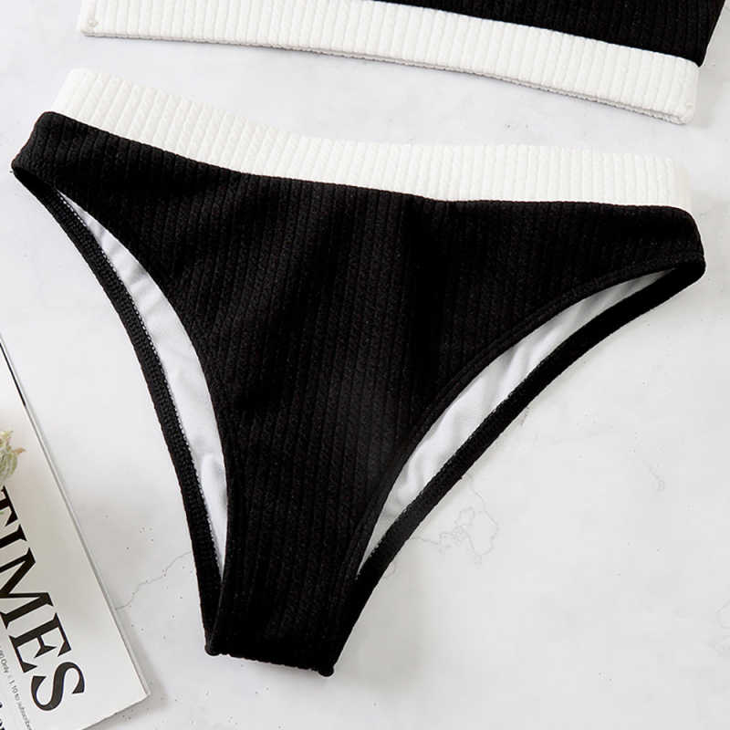Black Splice Yellow 2 Piece Bikini Set TQK610268-2