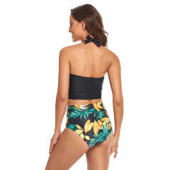 Black Smock Printed Bikini Swimwear TQK610300-2