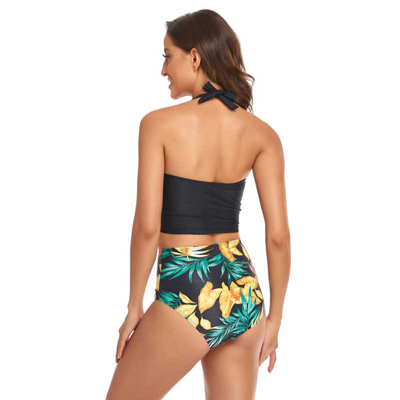Black Smock Printed Bikini Swimwear TQK610300-2