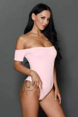 Pink Off Shoulder Bodysuit
