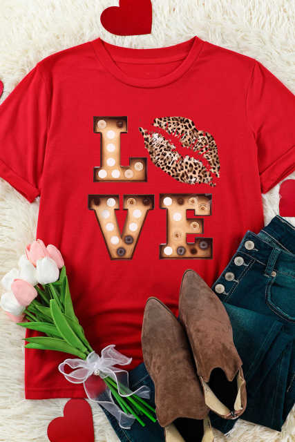 Red Valentine's LOVE Graphic Tee LC25219637-103