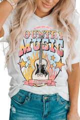 White COUNTRY MUSIC NASHVILLE Graphic Tee LC25220128-1