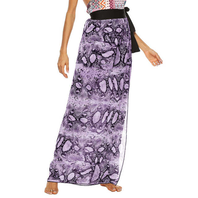 Purple Snake Print Chiffon Beach Skirt TQK650051-8