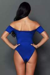 Blue Off Shoulder Bodysuit LC32052-5