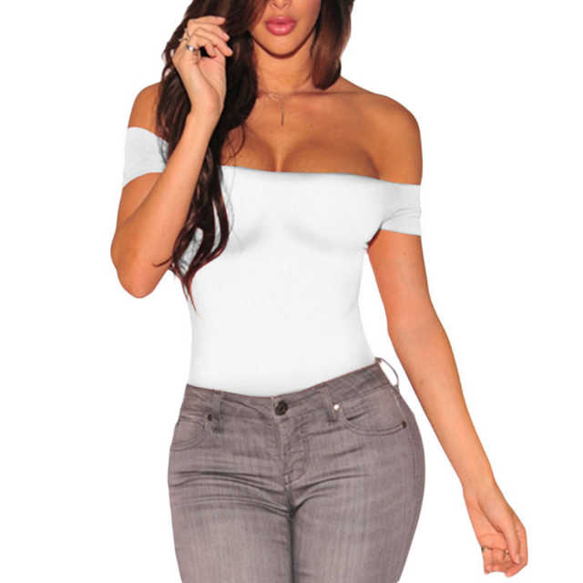White Off Shoulder Bodysuit LC32052-1