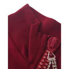Red Diamond Tassel Zipper Sleeveless Bodysuit TQV250001-3