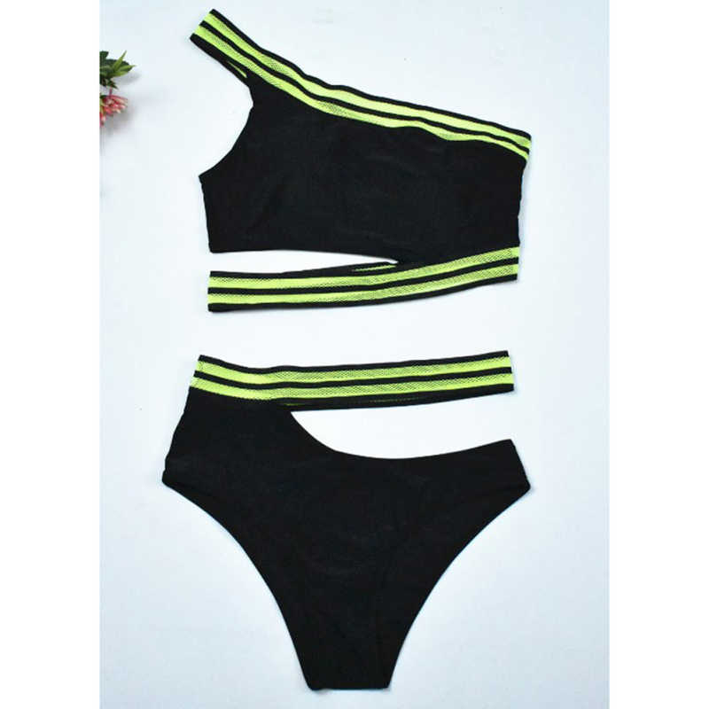 Black Contrast Cut-out Two Pieces Bikini Swimsuit TQX610008-2