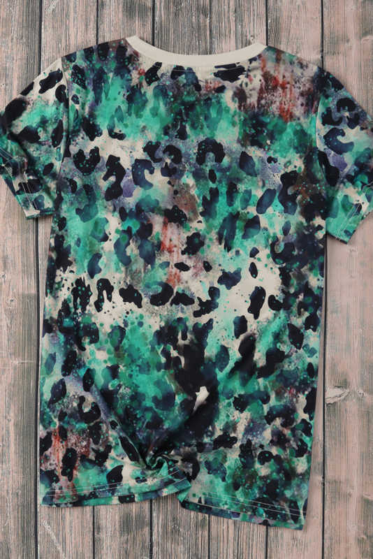 Blank Graphic Leopard Dyed Print T Shirt LC25220335-20