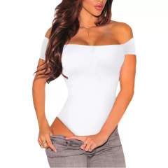 White Off Shoulder Bodysuit LC32052-1