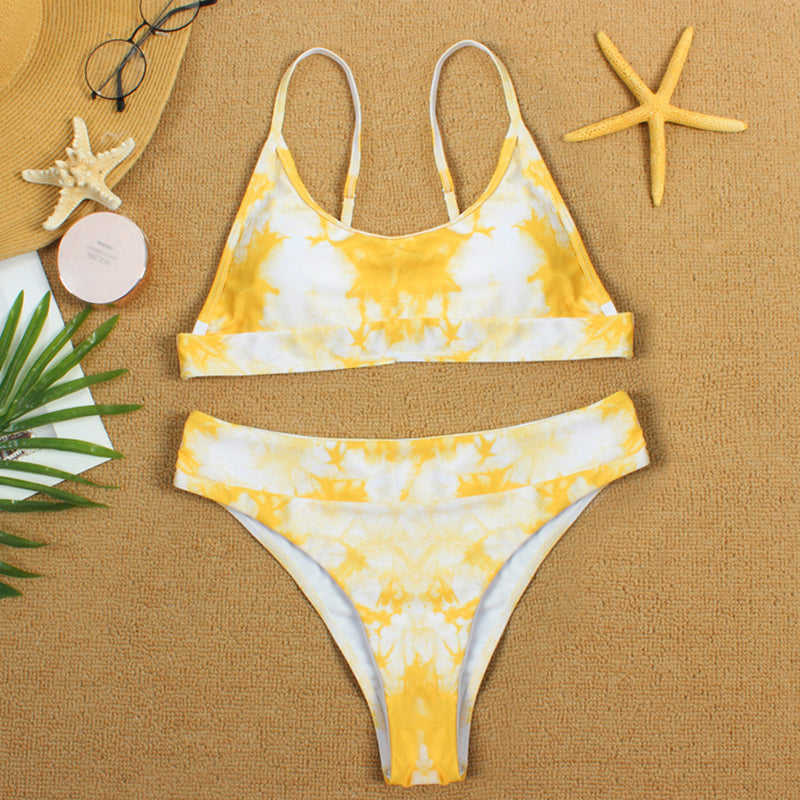 Yellow Two-piece Tie Dye Bikini TQK610175-7