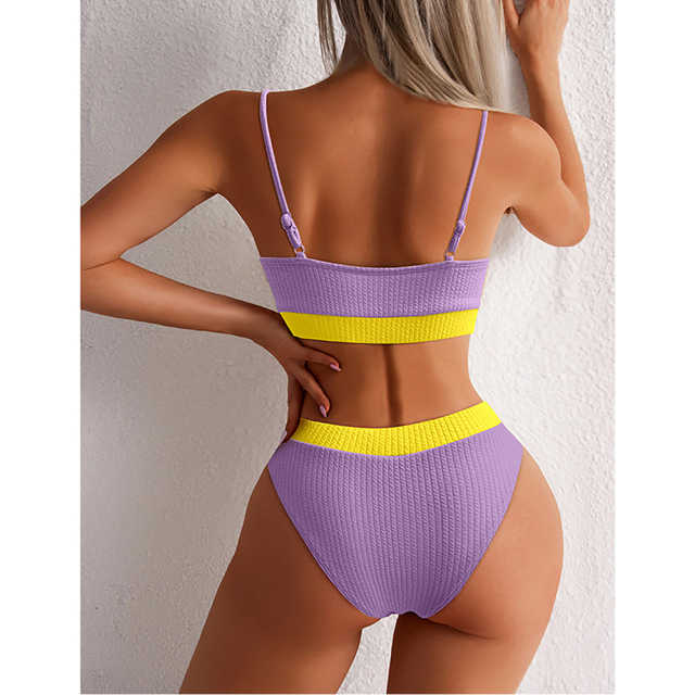 Purple Splice Yellow 2 Piece Bikini Set TQK610268-8