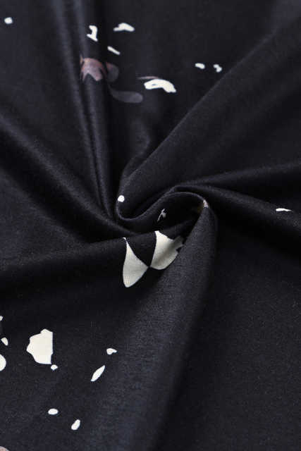 Black Blank Apparel- Bleached Dyed Print O-neck Graphic T Shirt LC25220612-2