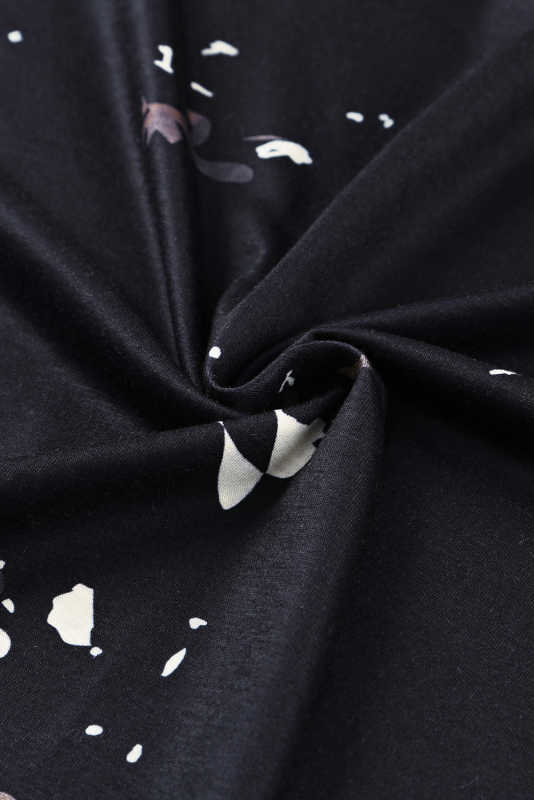 Black Blank Apparel- Bleached Dyed Print O-neck Graphic T Shirt LC25220612-2