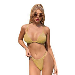 Gold Glitter Yarn Two-piece Bikini Set TQK610202-12