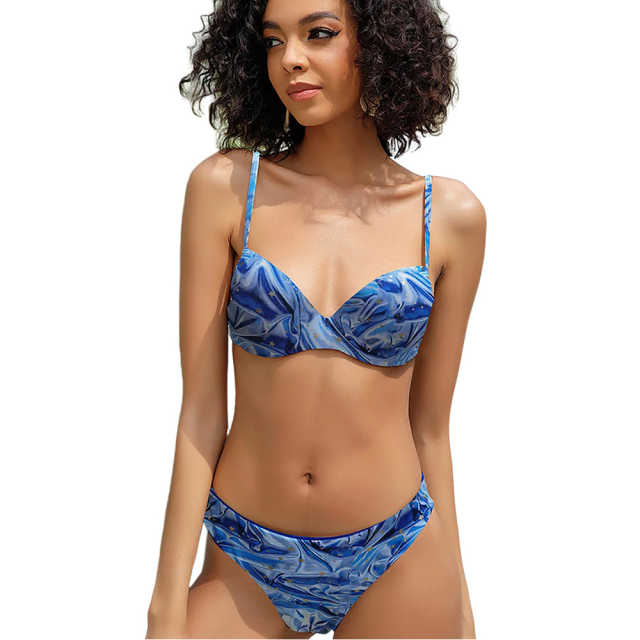 Blue Printed 2pcs Bikini Set TQK610236-5