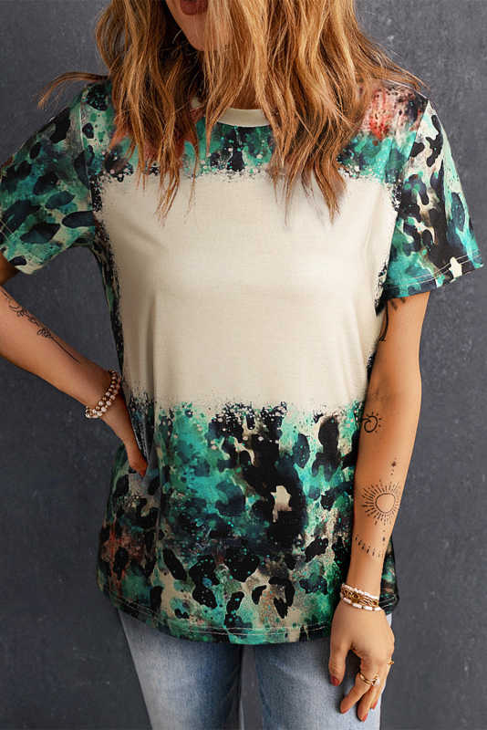 Blank Graphic Leopard Dyed Print T Shirt LC25220335-20