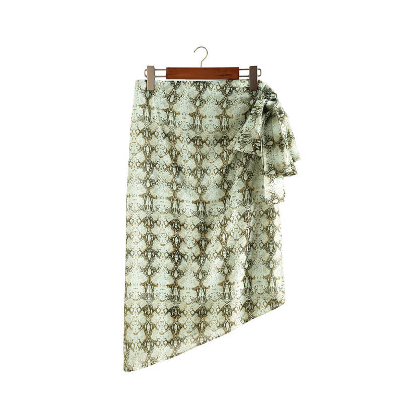 Khaki Snake Print Chiffon Beach Wrap Skirt TQK650083-21