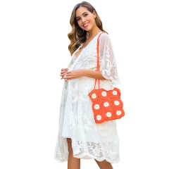 Apricot Floral Print Mesh Embroidery Cover up TQK650036-18