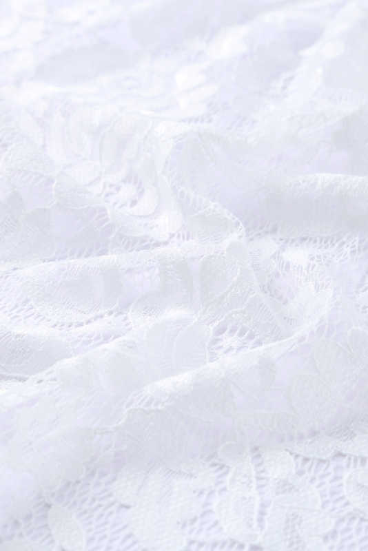 White Floral Lace Crochet Short Sleeve Open Front Kimono LC2541617-1