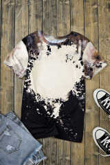 Black Blank Apparel- Bleached Dyed Print O-neck Graphic T Shirt LC25220612-2