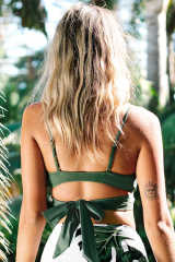 Green Elliott Wrap Tie Back Bikini Top LC46234-9