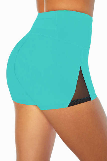 Green Mesh Cutout Patchwork Swim Shorts LC472303-9