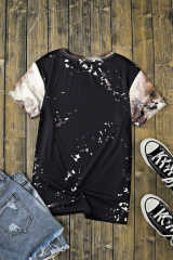 Black Blank Apparel- Bleached Dyed Print O-neck Graphic T Shirt LC25220612-2