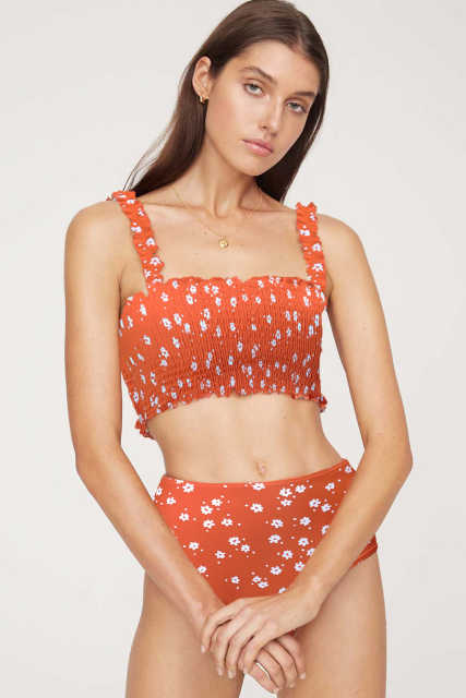 Orange Flower Smocked Swimsuit LC411672-14
