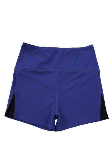 Blue Mesh Cutout Patchwork Swim Shorts LC472303-5