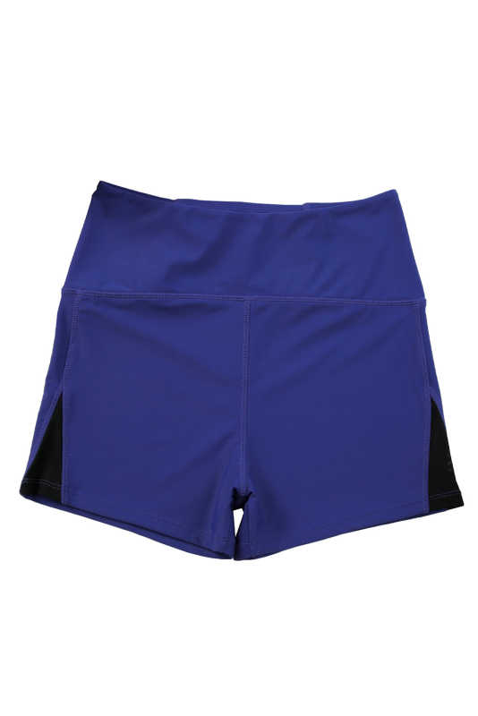 Blue Mesh Cutout Patchwork Swim Shorts LC472303-5