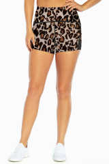 Leopard Mesh Cutout Patchwork Swim Shorts LC472303-20