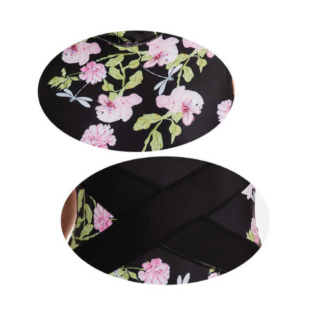 Black Floral Print Sleeveless Rashguard Swimsuit TQX620017-2
