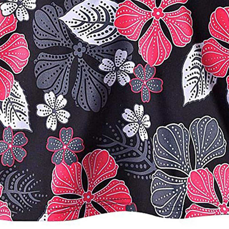 Red Floral Print Tankini Swimsuit TQS610021-3