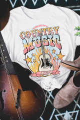 White COUNTRY MUSIC NASHVILLE Graphic Tee LC25220128-1
