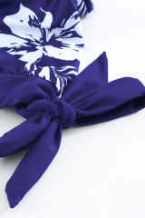 Blue Floral Pattern Strapless Tankini Set LC414353-5