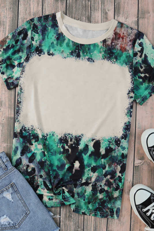 Blank Graphic Leopard Dyed Print T Shirt LC25220335-20