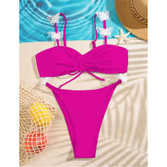 Rosy Shirring Bowknot Front Bikini Set TQK610262-6