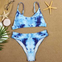 Blue Two-piece Tie Dye Bikini TQK610175-5