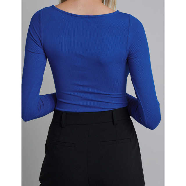 Royal Blue Ribbed Cut-out Long Sleeve Bodysuit TQV220110-62