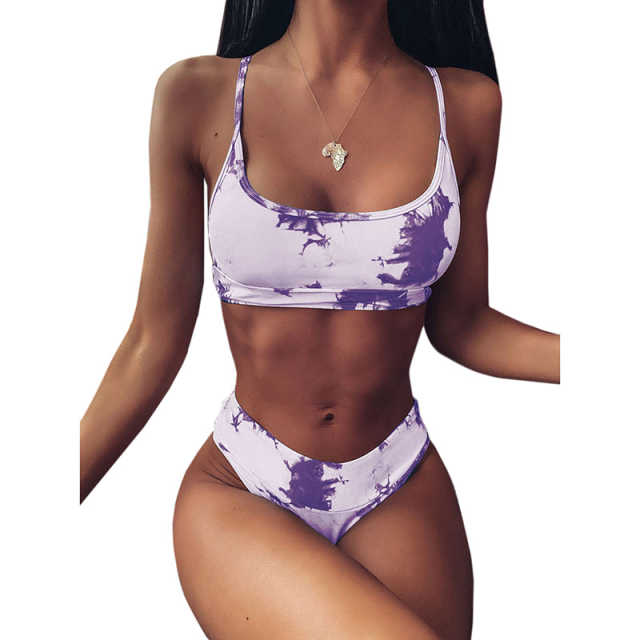 Purple Two-piece Tie Dye Bikini TQK610175-8