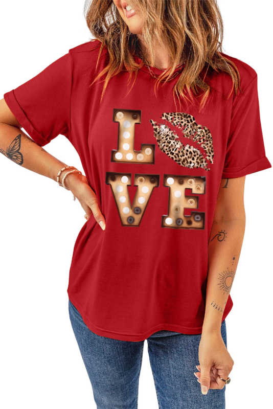 Red Valentine's LOVE Graphic Tee LC25219637-103