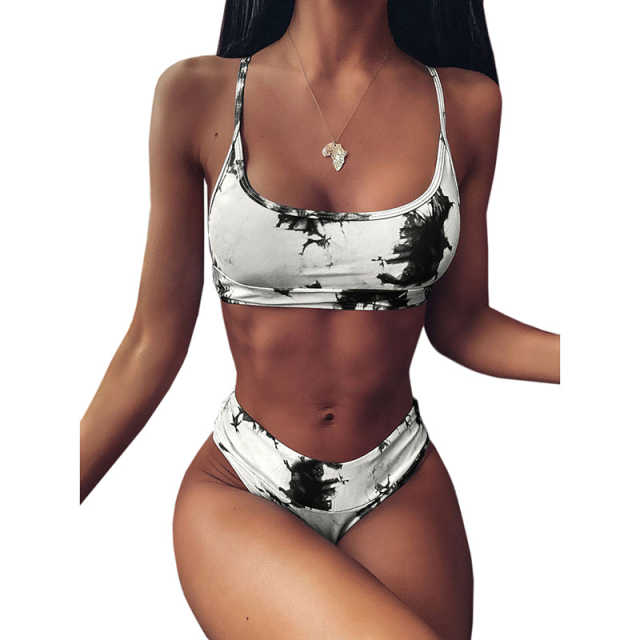 Black Two-piece Tie Dye Bikini TQK610175-2