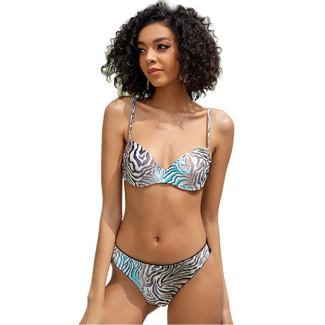 Silver Printed 2pcs Bikini Set TQK610236-13