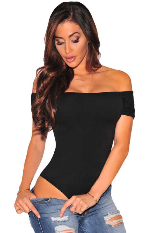 Black Off Shoulder Bodysuit
