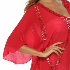 Red Hollow Out Tassel Beach Cover up GJZ00205-3