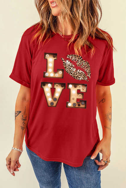 Red Valentine's LOVE Graphic Tee LC25219637-103