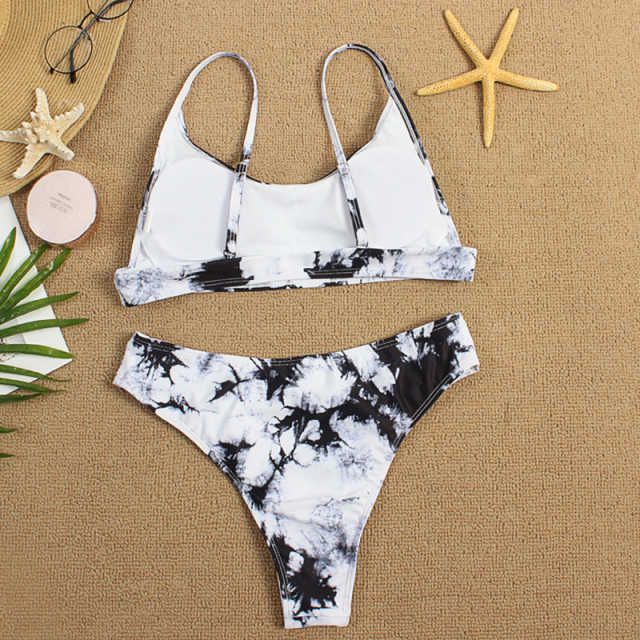Black Two-piece Tie Dye Bikini TQK610175-2