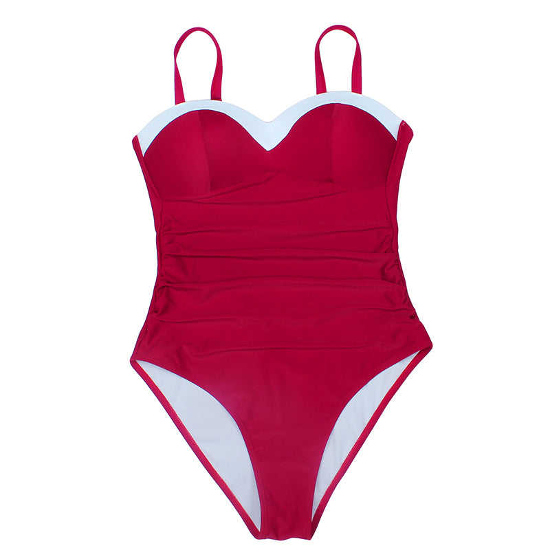 Wine White Open Back Onepiece Swimsuit TQK620060103