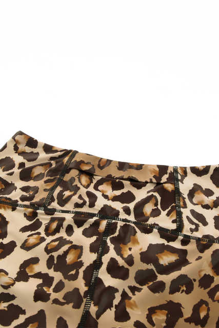 Leopard Mesh Cutout Patchwork Swim Shorts LC472303-20