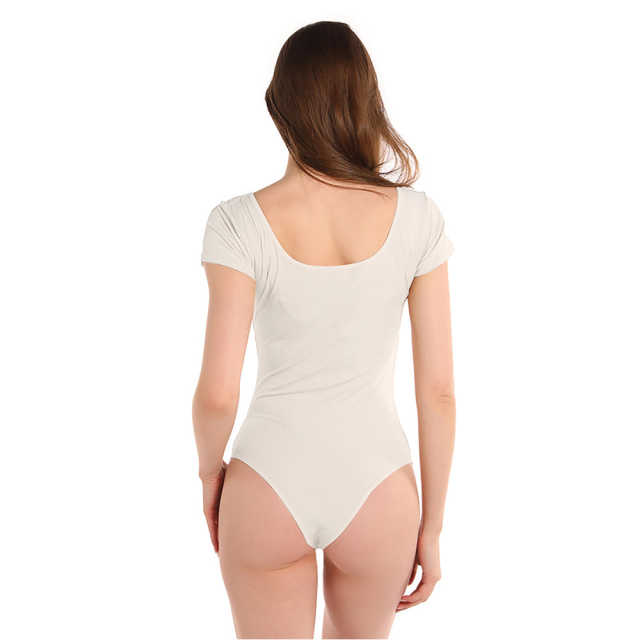 Beige Rib Square Neck Bodysuit TQK550247-46